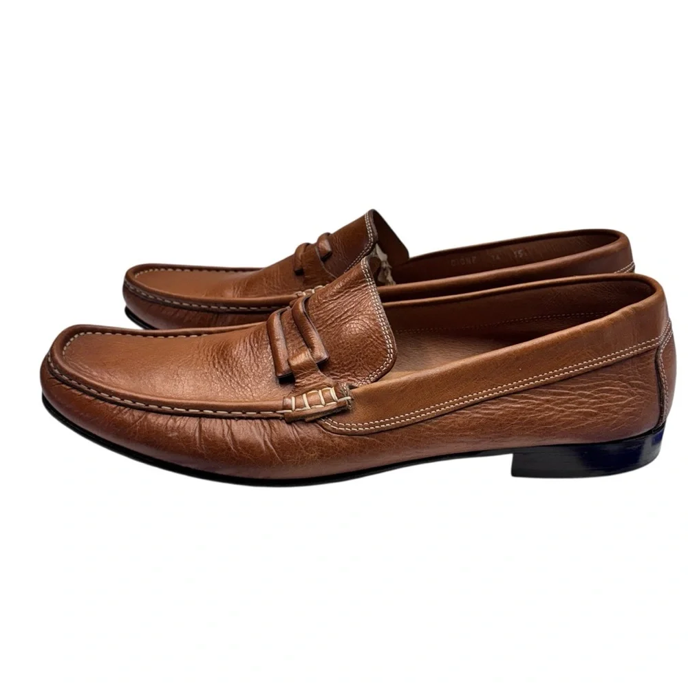 Donald Pliner Dione Men’s Loafers Tan Leather Sz 15